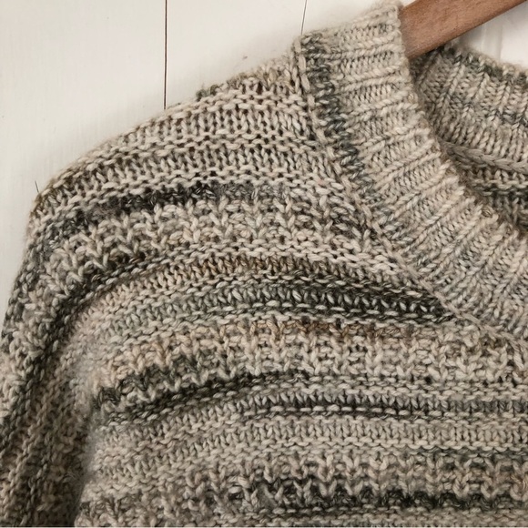 Chunky Knit Cotton Wool Blend Crew Neck Pullover Sweater Large - Picture 4 of 9